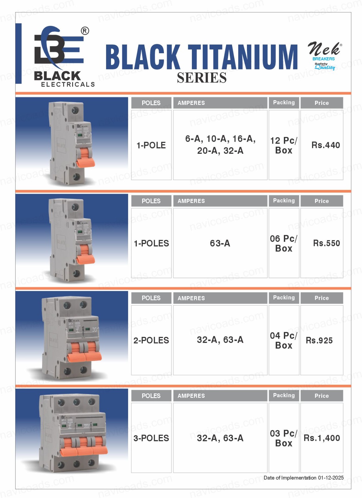 price list breaker black titanium
